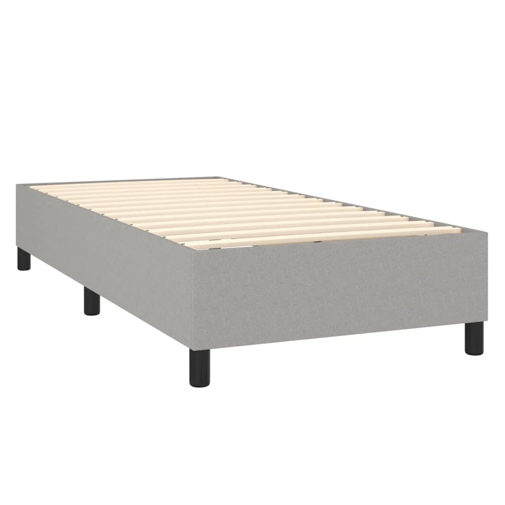 vidaXL Boxspringbett mit Matratze & LED Hellgrau 90x190 cm Stoff