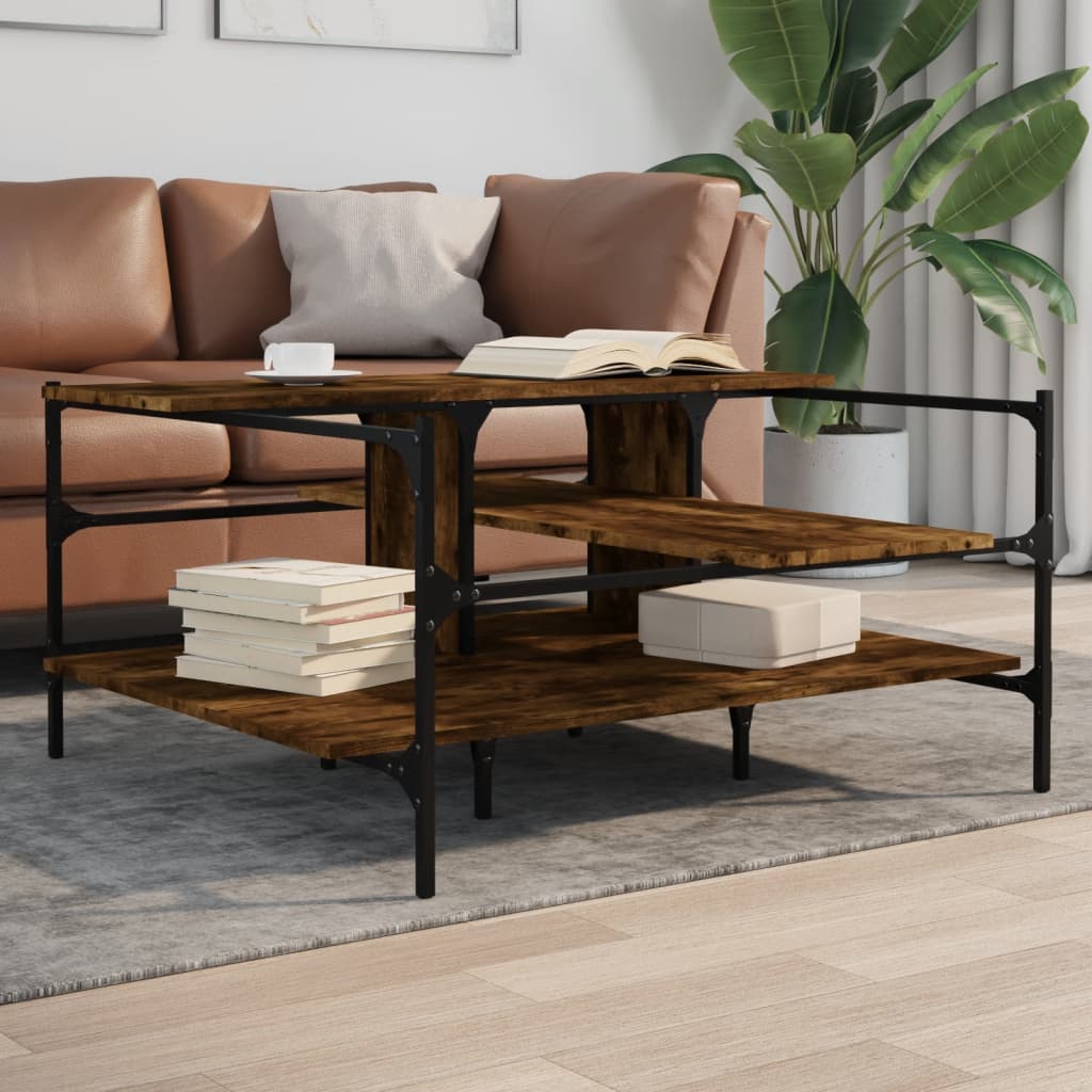 vidaXL Couchtisch Räuchereiche 100x100x48,5 cm Holzwerkstoff