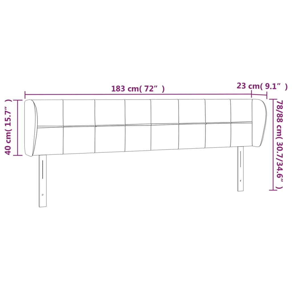 vidaXL Kopfteil mit Ohren Dunkelbraun 183x23x78/88 cm Stoff