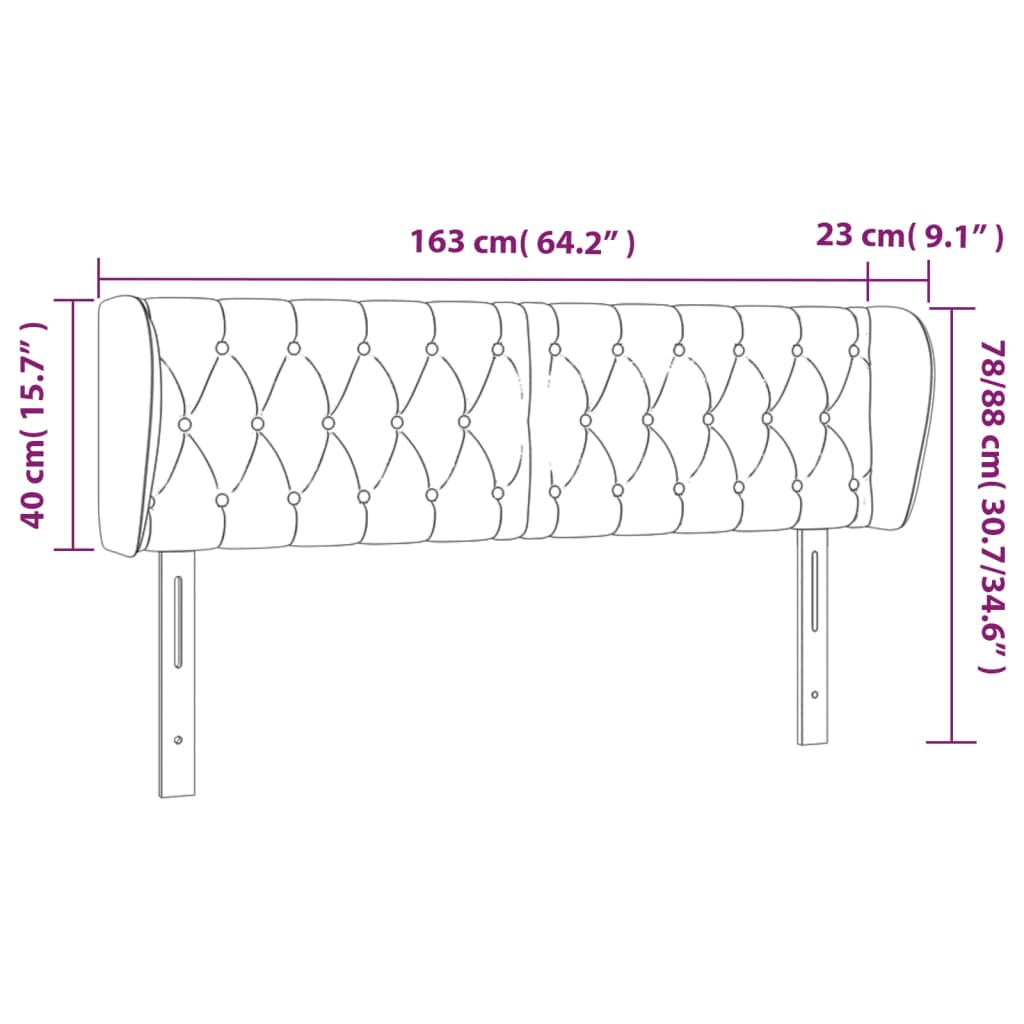 vidaXL Kopfteil mit Ohren Hellgrau 163x23x78/88 cm Stoff