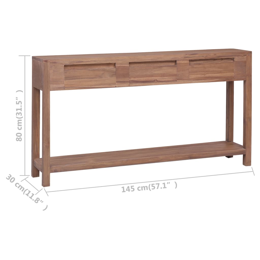 vidaXL Konsolentisch 145×30×80 cm Teak Massivholz