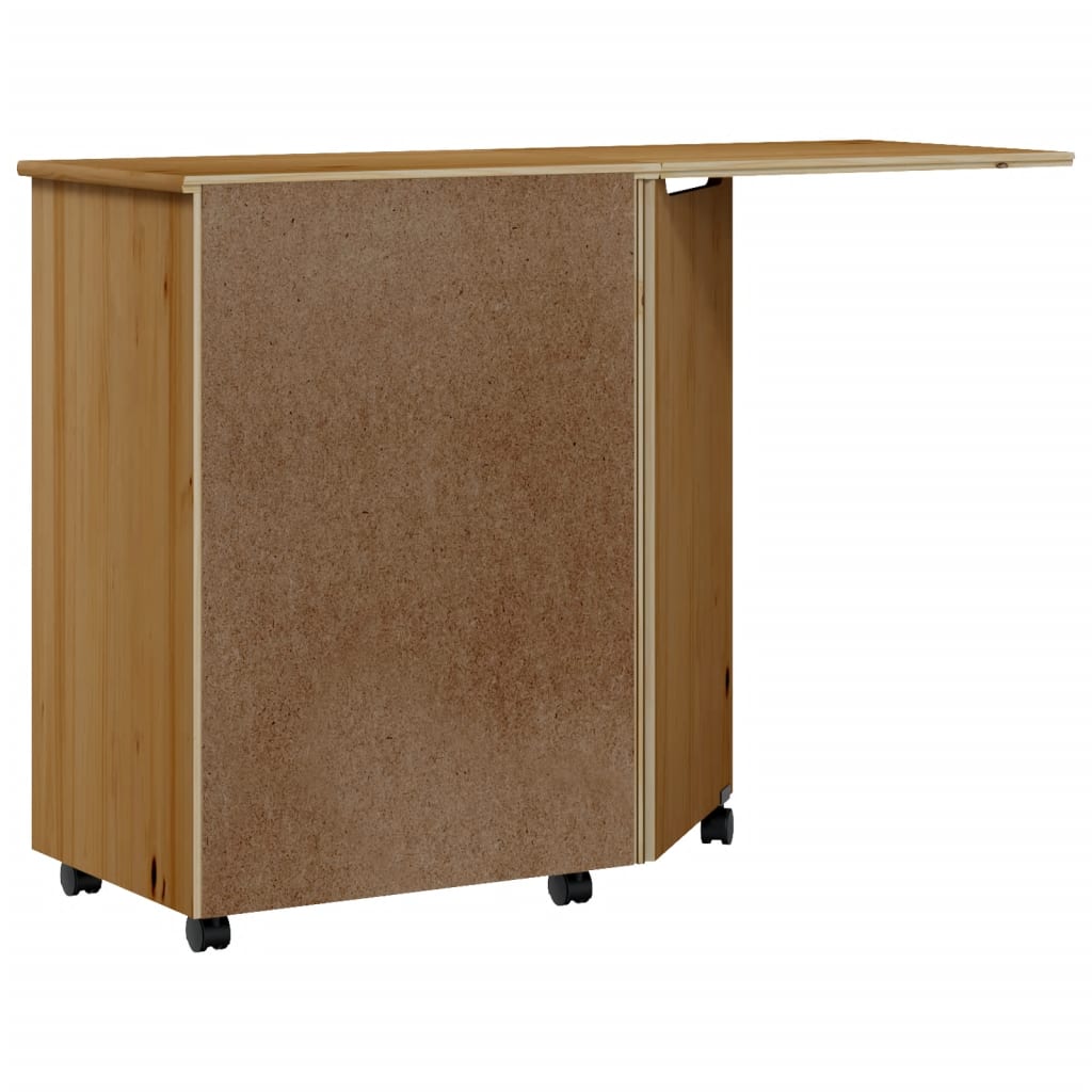 vidaXL Rollschrank mit Schreibtisch MOSS Honigbraun Massivholz Kiefer