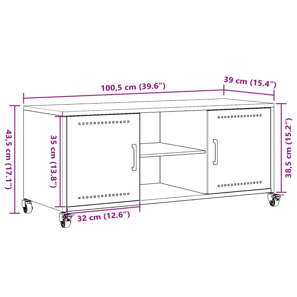 vidaXL TV-Schrank Senfgelb 100,5x39x43,5 cm Stahl