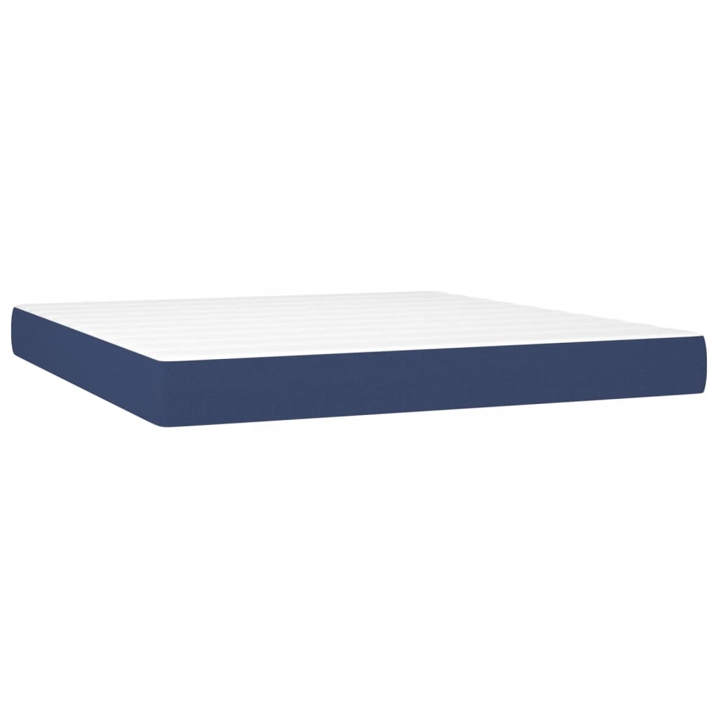 vidaXL Boxspringbett mit Matratze & LED Blau 180x200 cm Stoff