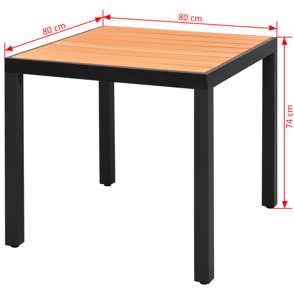 vidaXL Gartentisch Braun 80x80x74 cm Aluminium und WPC