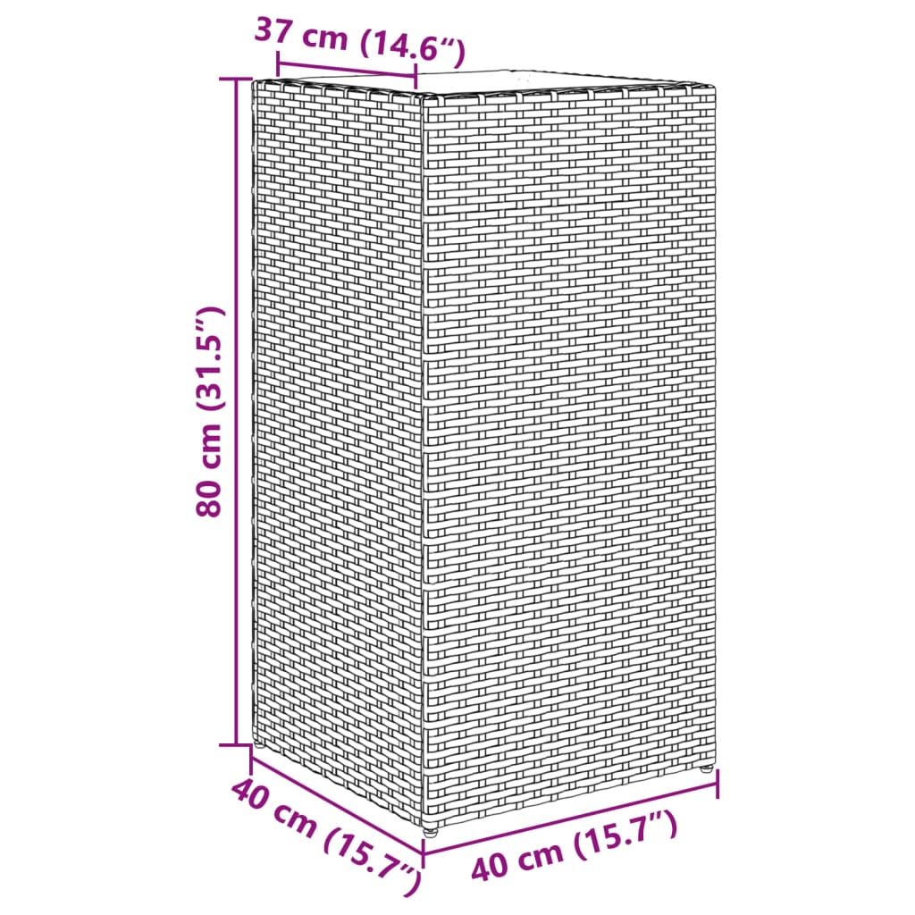 vidaXL Pflanzkübel 2 Stk. Schwarz 40x40x80 cm Poly Rattan