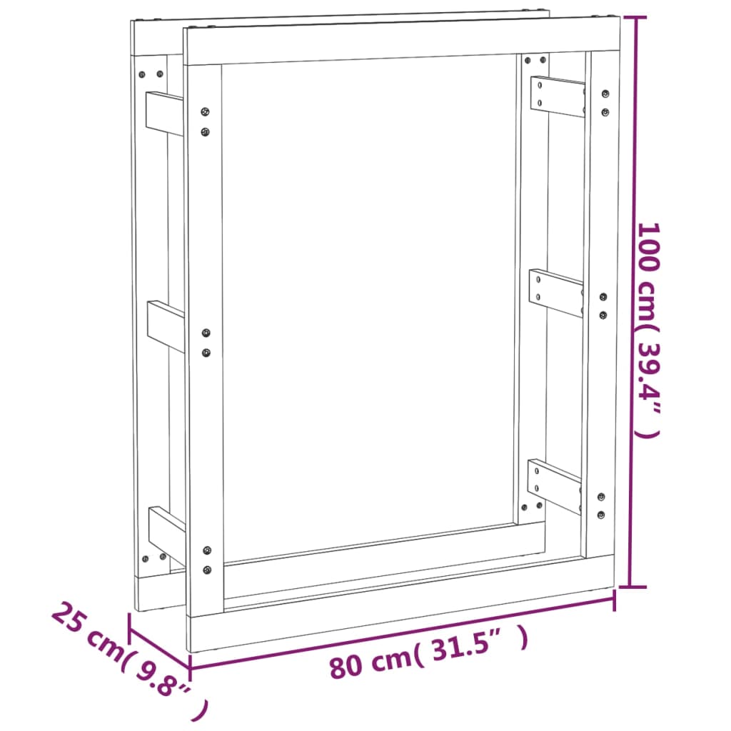 vidaXL Kaminholzregal 80x25x100 cm Massivholz Kiefer