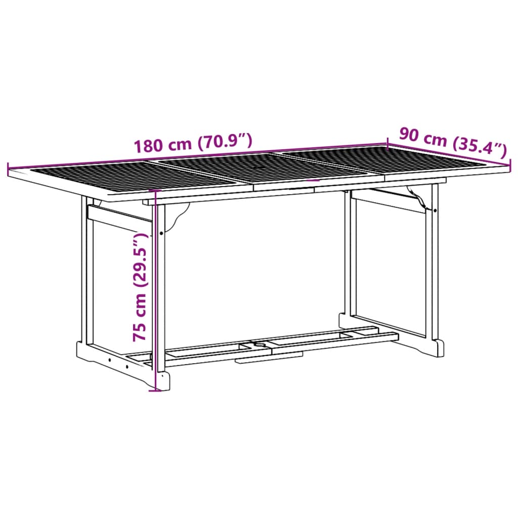 vidaXL 7-tlg. Garten-Essgruppe 180x90x75 cm Massivholz Akazie