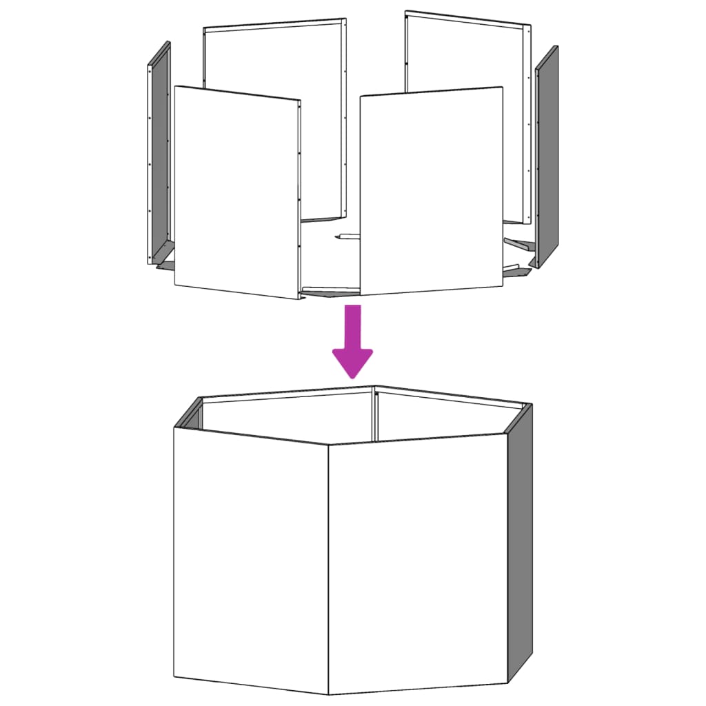 vidaXL Pflanzkübel Sechseckig 46x40x45 Verzinkter Stahl