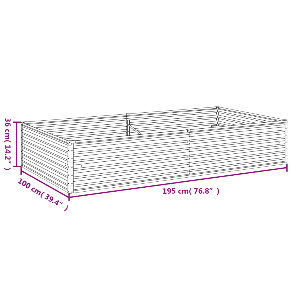 vidaXL Hochbeet 195x100x36 cm Cortenstahl