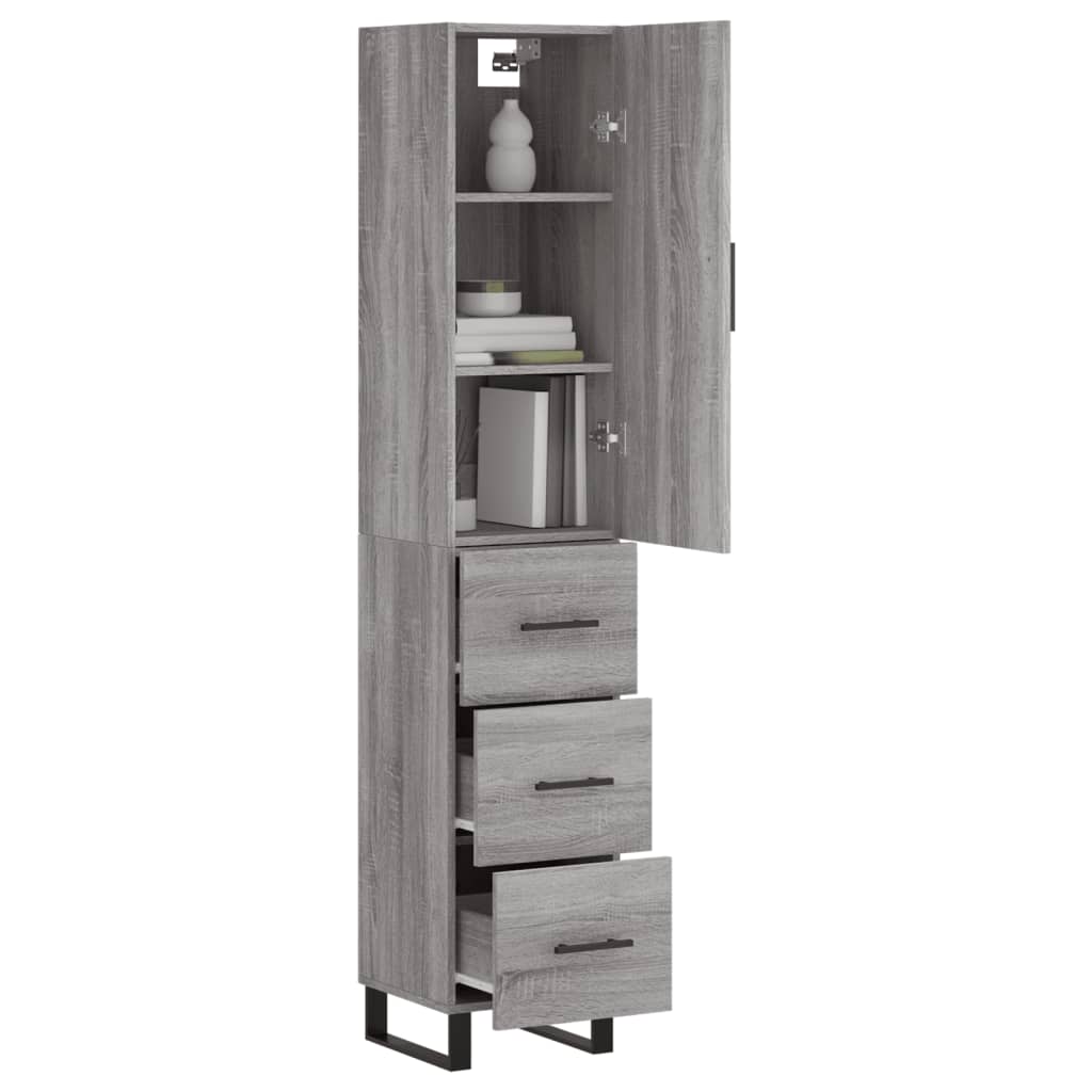 vidaXL Highboard Grau Sonoma 34,5x34x180 cm Holzwerkstoff