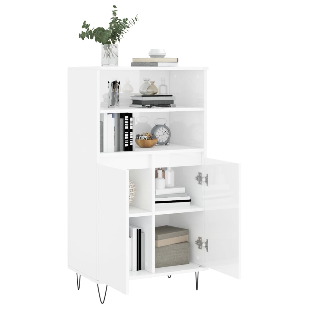 vidaXL Highboard Hochglanz-Weiß 60x36x110 cm Holzwerkstoff