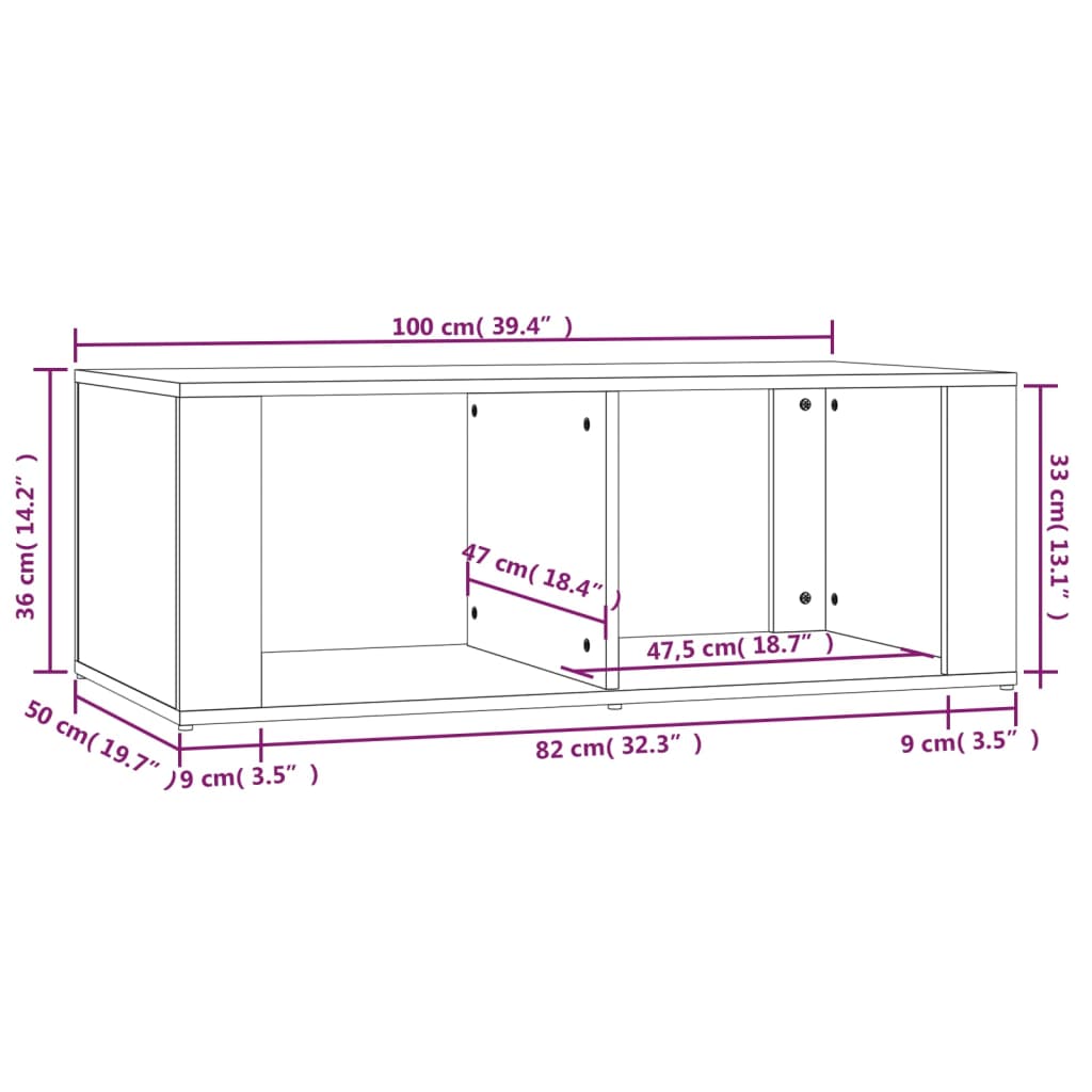 vidaXL Couchtisch Braun Eichen-Optik 100x50x36 cm Holzwerkstoff