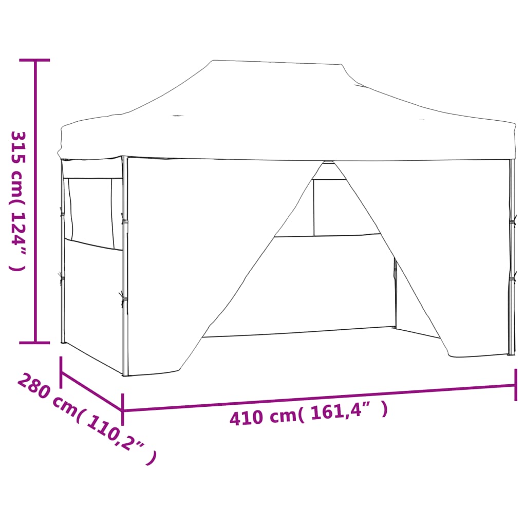 vidaXL Profi-Partyzelt Faltbar mit 4 Seitenwänden 3×4m Stahl Blau