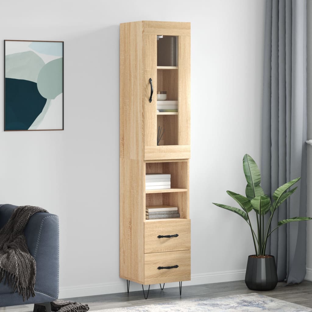 vidaXL Highboard Sonoma-Eiche 34,5x34x180 cm Holzwerkstoff