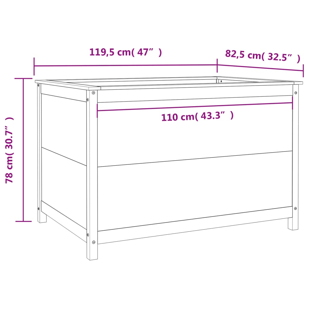 vidaXL Hochbeet Weiß 119,5x82,5x78 cm Massivholz Kiefer