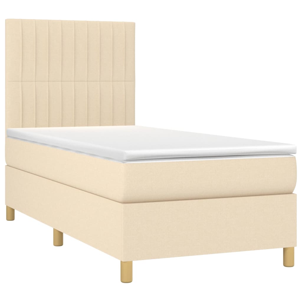 vidaXL Boxspringbett mit Matratze Creme 80x200 cm Stoff