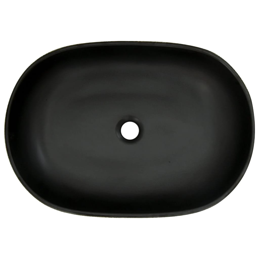 vidaXL Aufsatzwaschbecken Grau und Schwarz Oval 59x40x14 cm Keramik