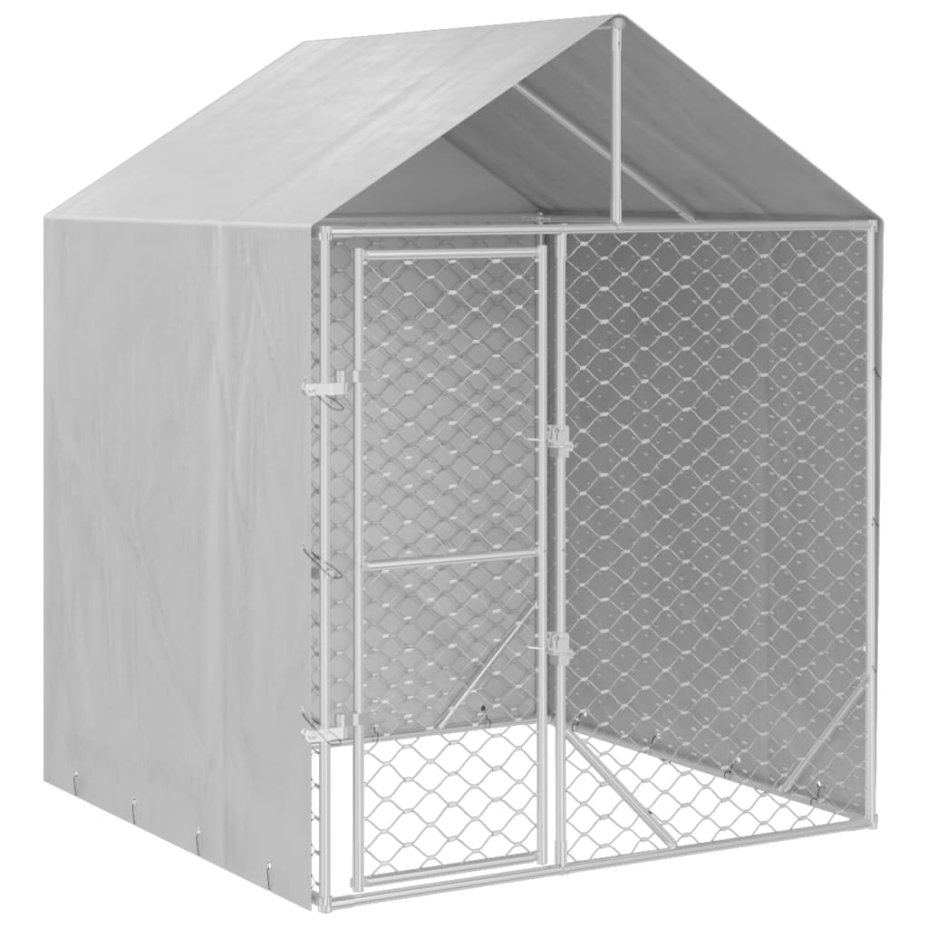 vidaXL Outdoor-Hundezwinger mit Dach Silber 2x2x2,5 m Verzinkter Stahl