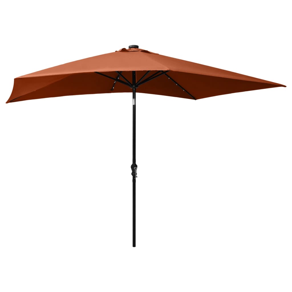 vidaXL Sonnenschirm mit LEDs und Stahl-Mast Terracotta-Rot 2x3 m