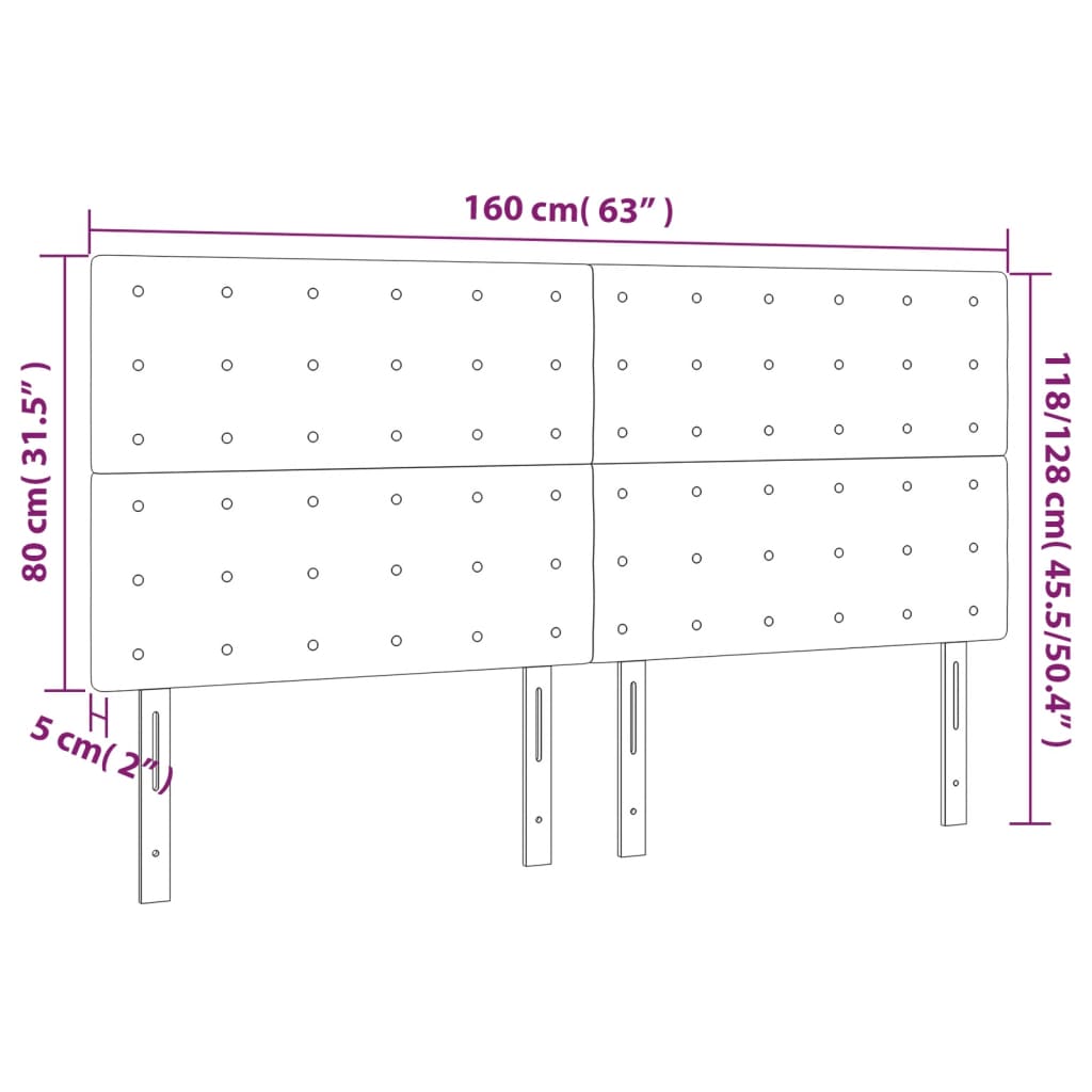 vidaXL Kopfteile 4 Stk. Cappuccino-Braun 80x5x78/88 cm Kunstleder