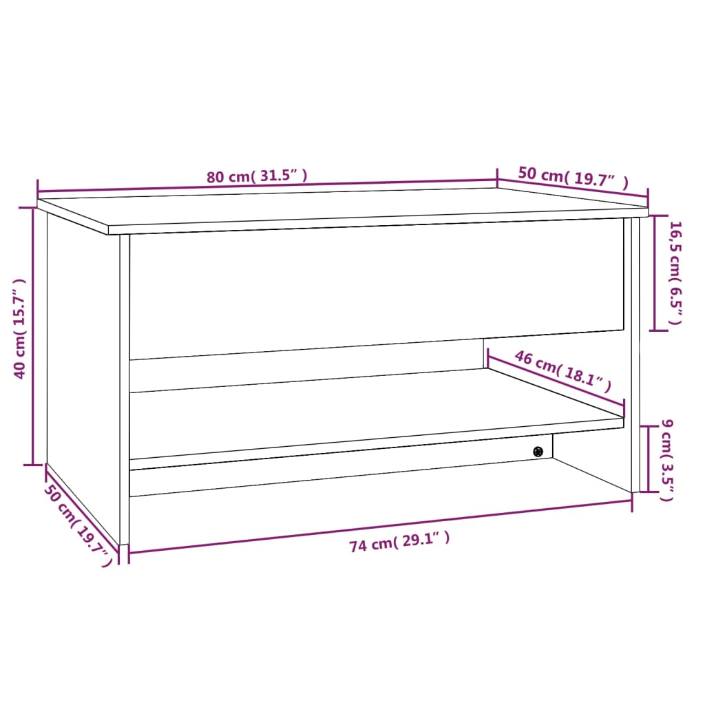 vidaXL Couchtisch Hochglanz-Weiß 80x50x40 cm Holzwerkstoff