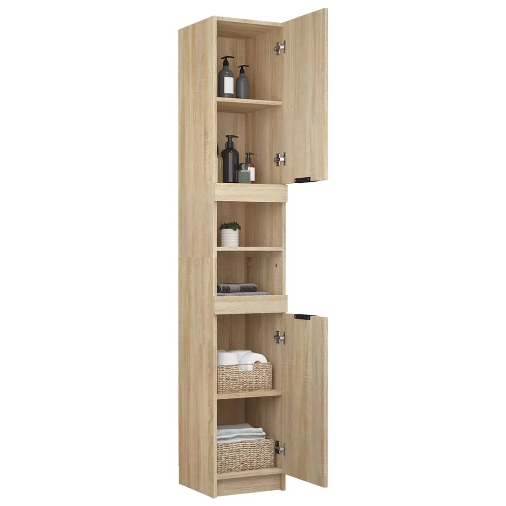 vidaXL Badschrank Sonoma-Eiche 32x34x188,5 cm Holzwerkstoff