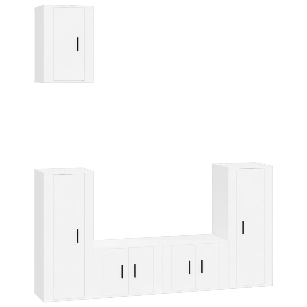 vidaXL 5-tlg. TV-Schrank-Set Weiß Holzwerkstoff