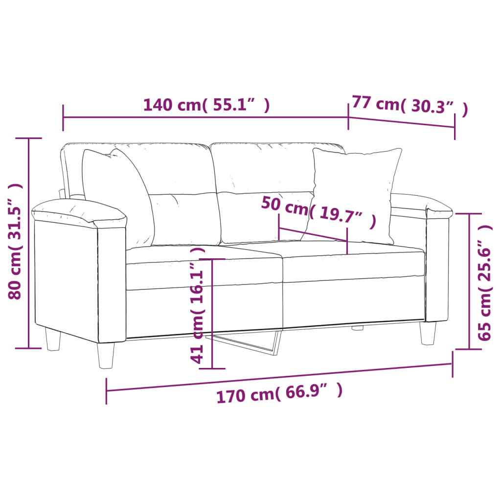 vidaXL 2-Sitzer-Sofa mit Kissen Beige 140 cm Mikrofasergewebe