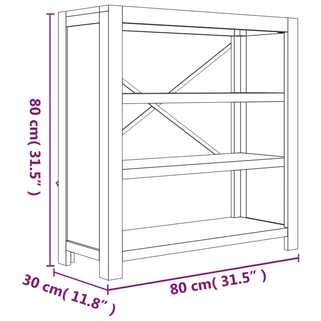 vidaXL Bücherregal 3 Böden 80x30x80 cm Massivholz Akazie