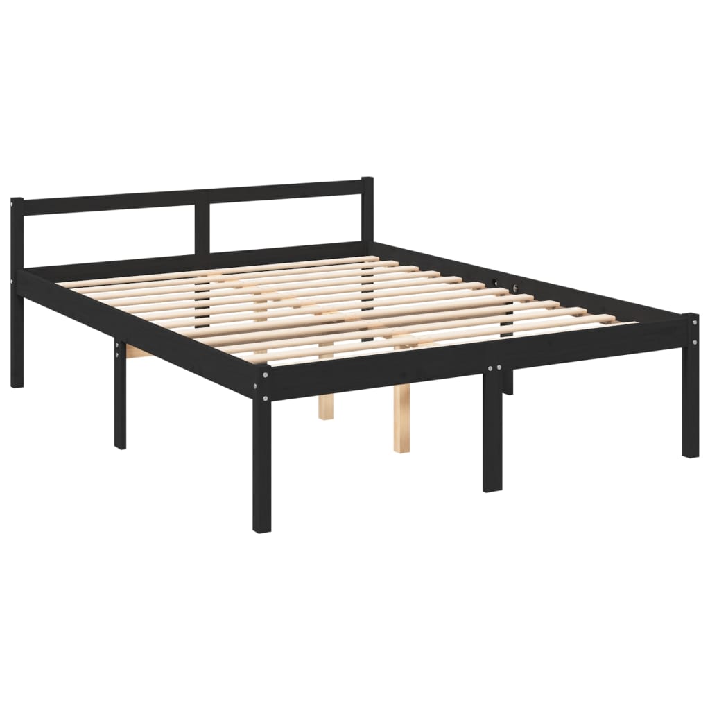 vidaXL Seniorenbett Schwarz 150x200 cm Massivholz Kiefer