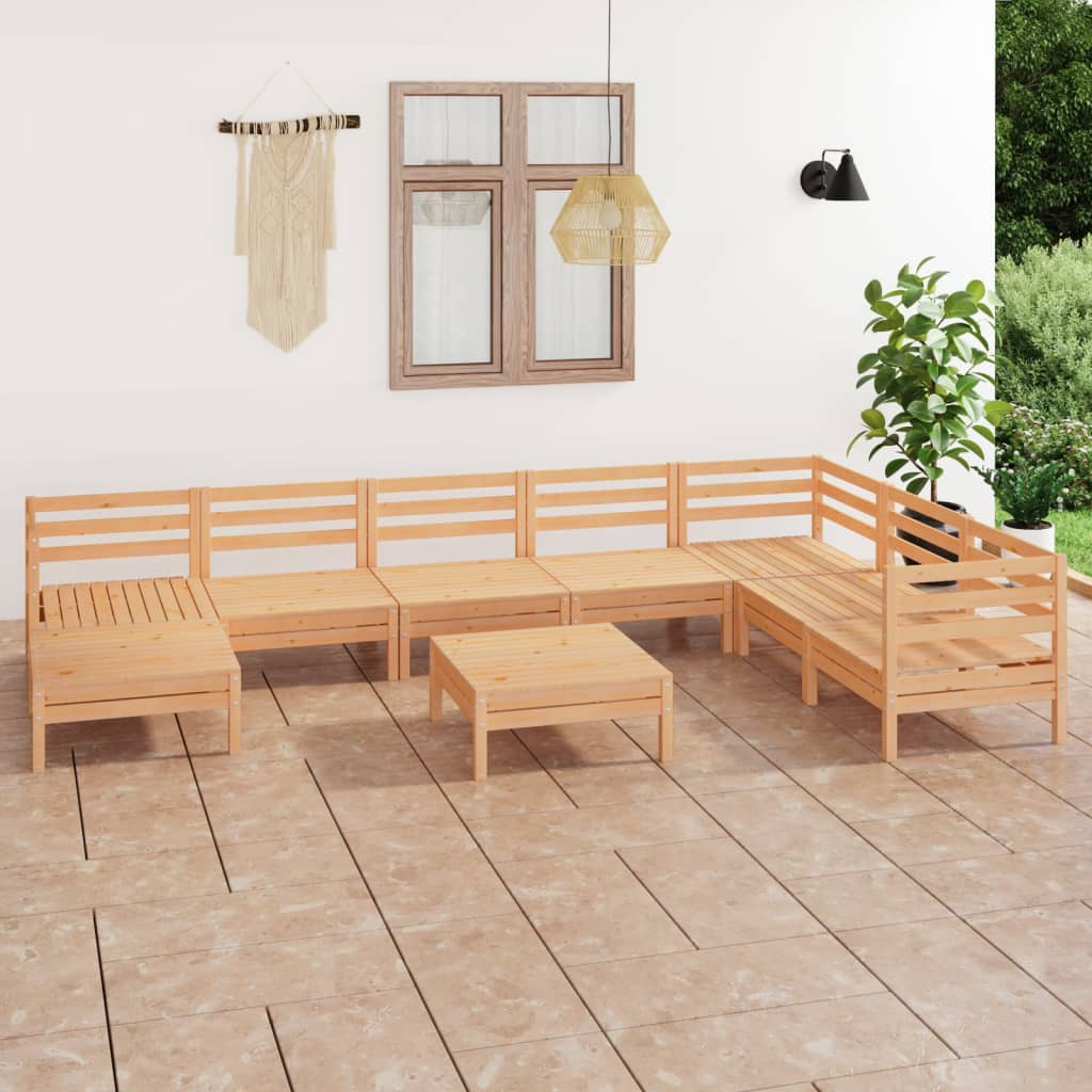 vidaXL 9-tlg. Garten-Lounge-Set Massivholz Kiefer