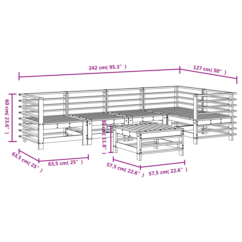 vidaXL 6-tlg. Garten-Lounge-Set Honigbraun Massivholz Kiefer