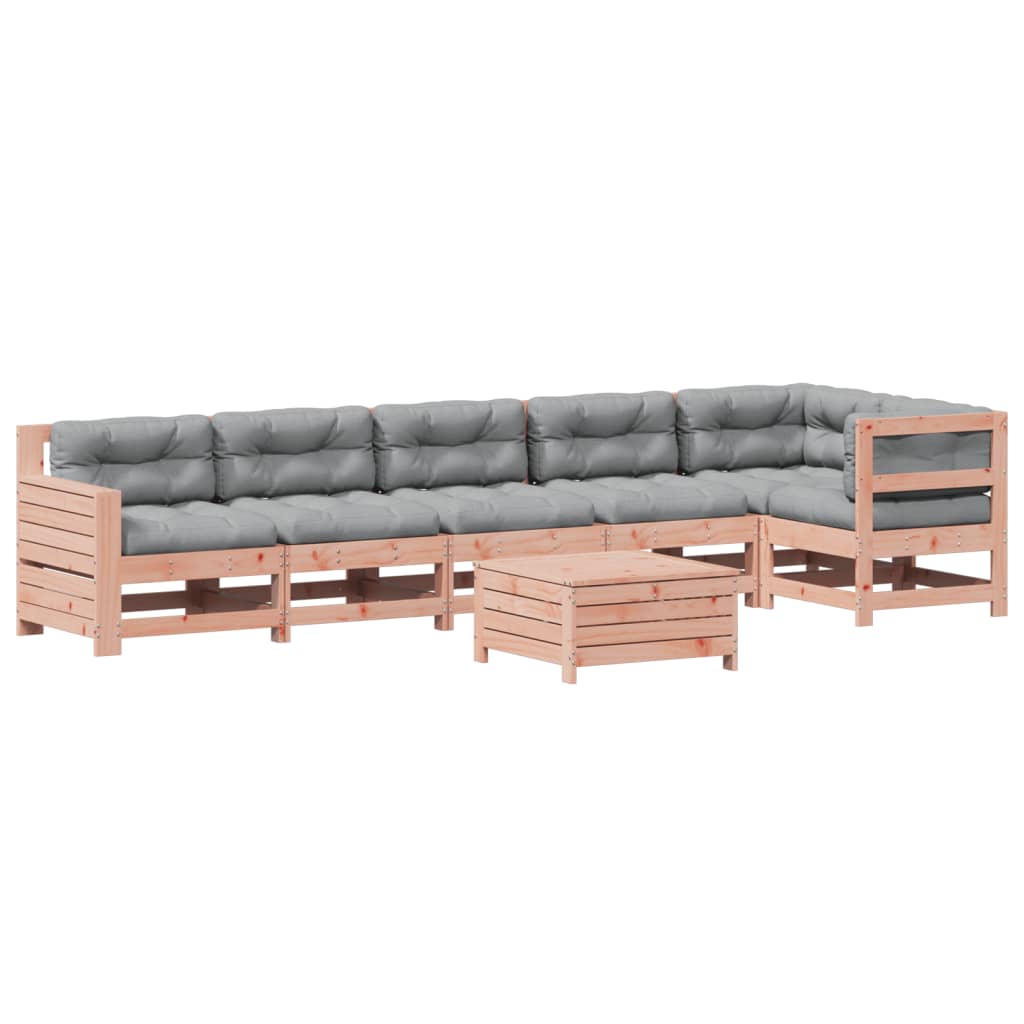 vidaXL 7-tlg. Garten-Lounge-Set mit Kissen Massivholz Douglasie