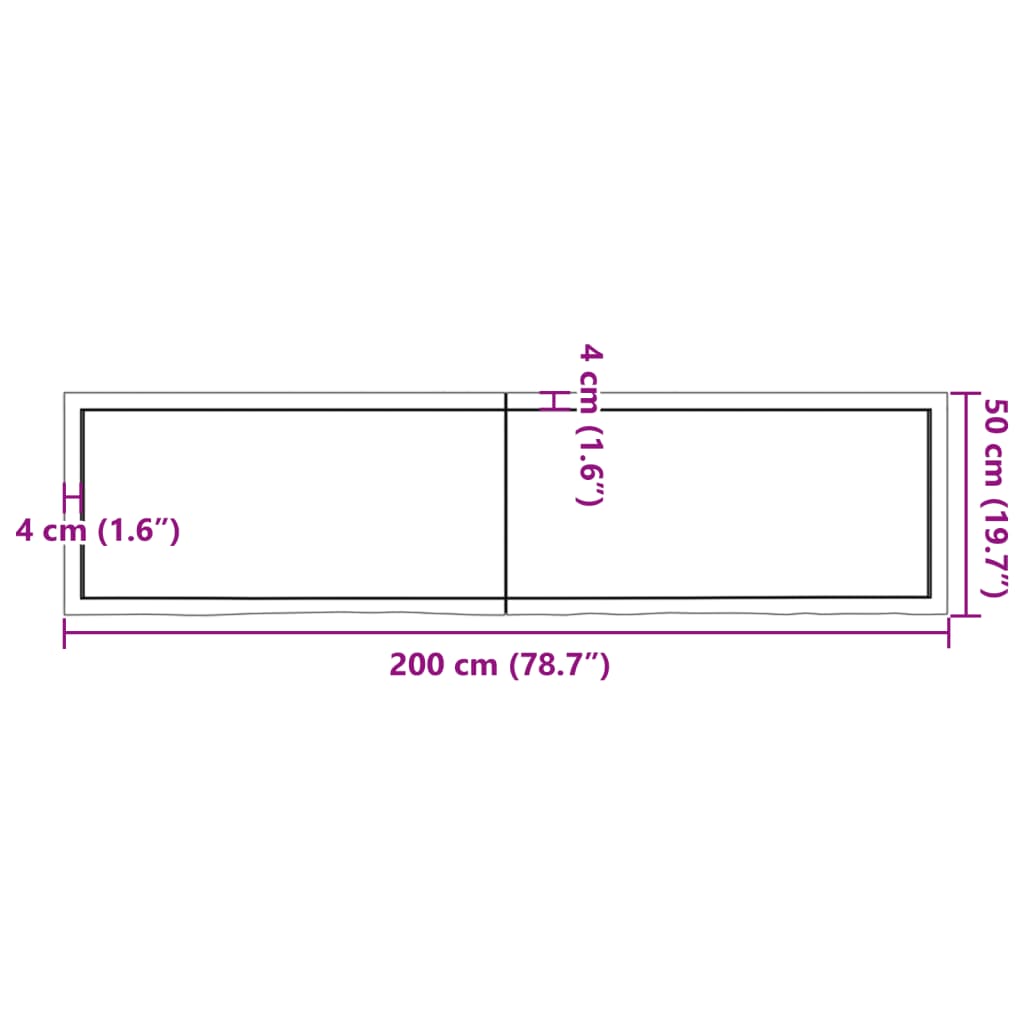 vidaXL Wandregal Dunkelbraun 200x50x(2-6)cm Massivholz Eiche Behandelt