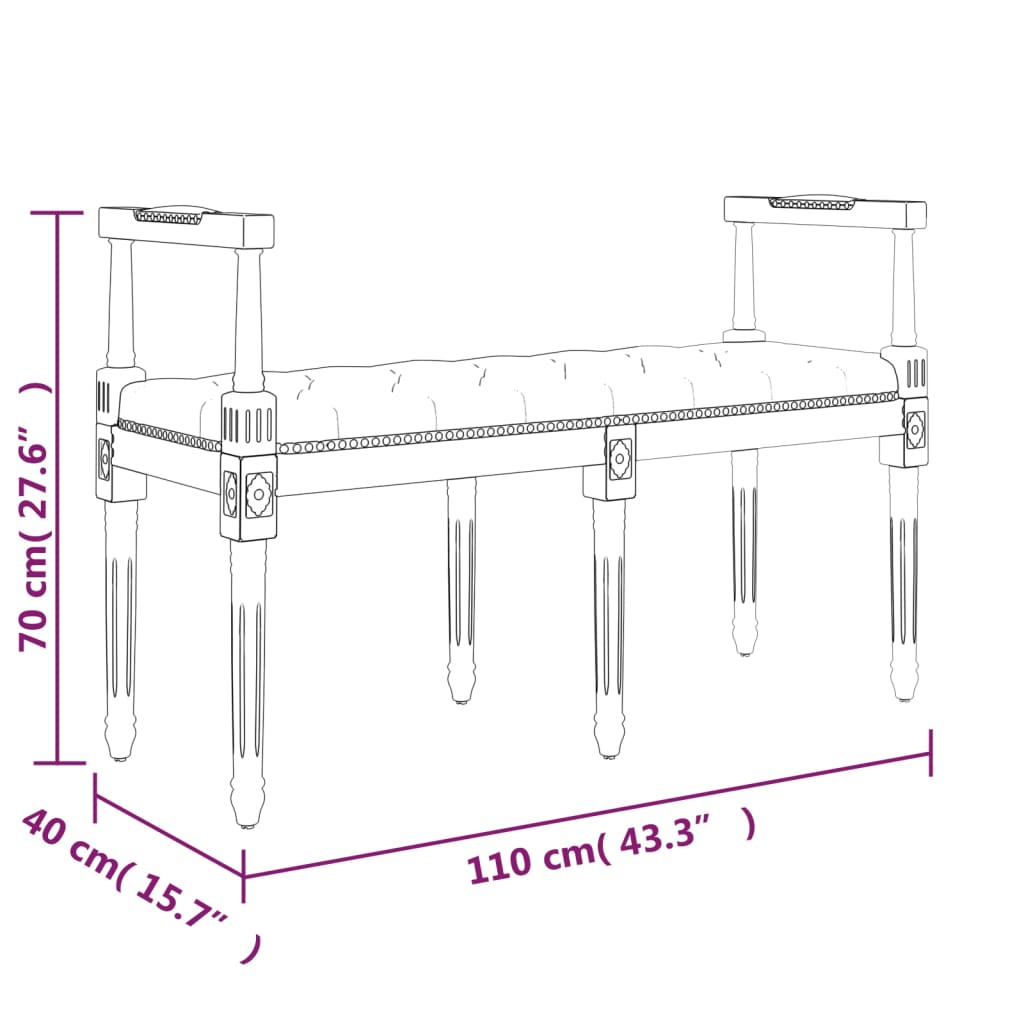 vidaXL Sitzbank Hellgrau 110x40x70 cm Samt