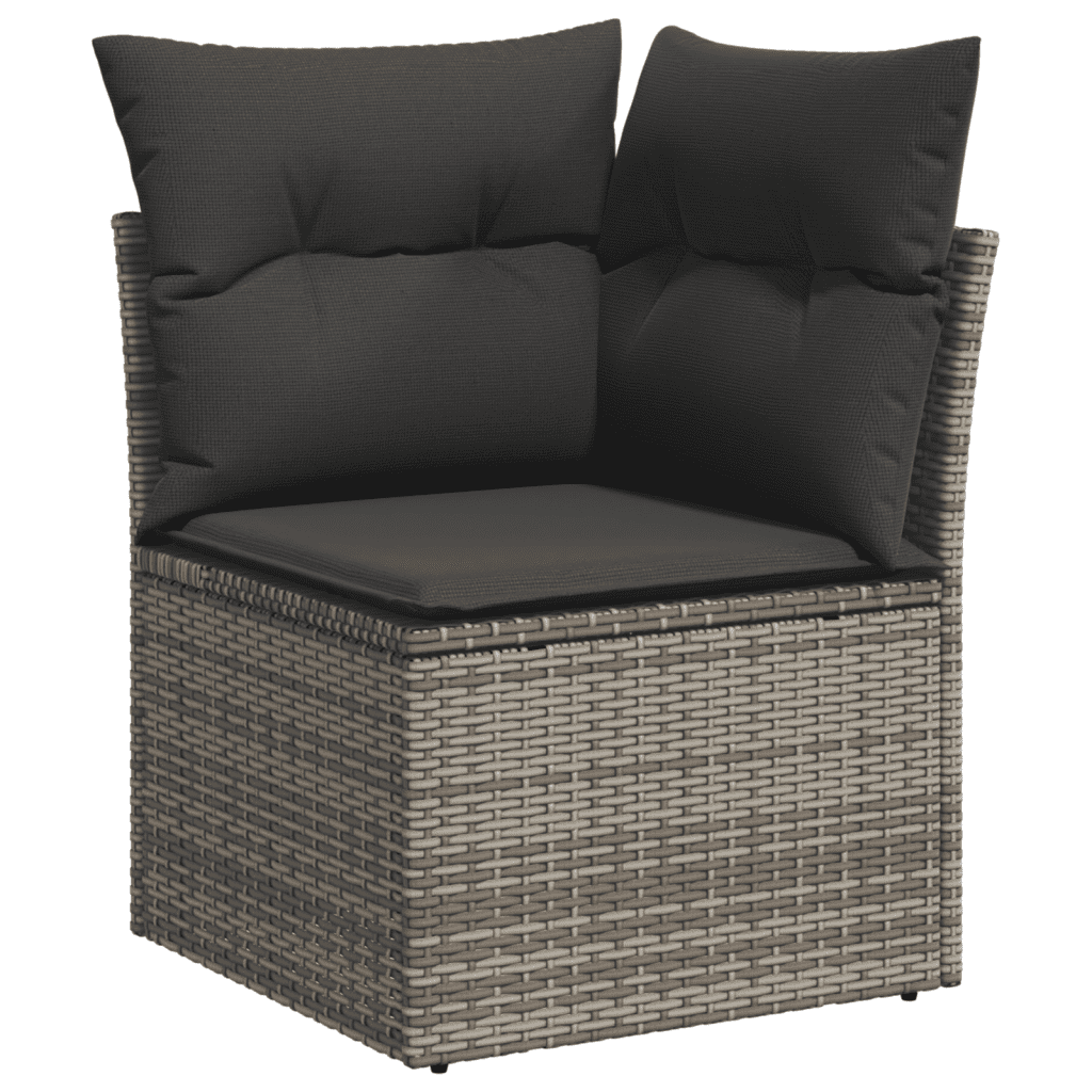 vidaXL 10-tlg. Garten-Sofagarnitur mit Kissen Grau Poly Rattan