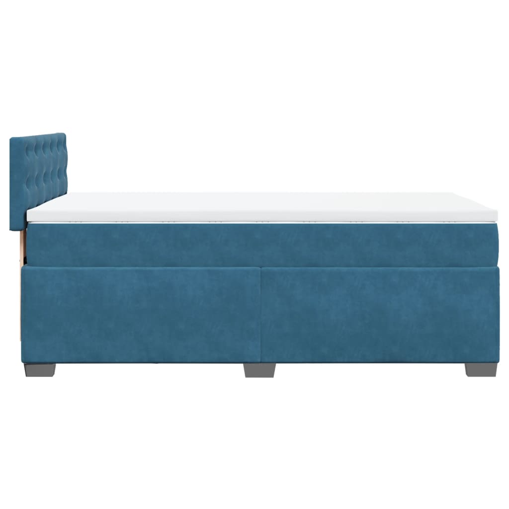 vidaXL Boxspringbett mit Matratze Dunkelblau 90x190 cm Samt