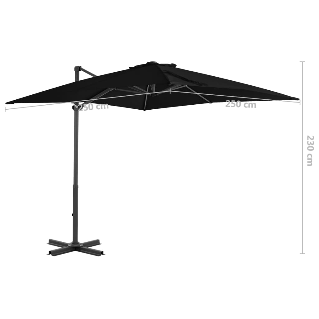 vidaXL Ampelschirm mit Aluminium-Mast 250x250 cm Schwarz