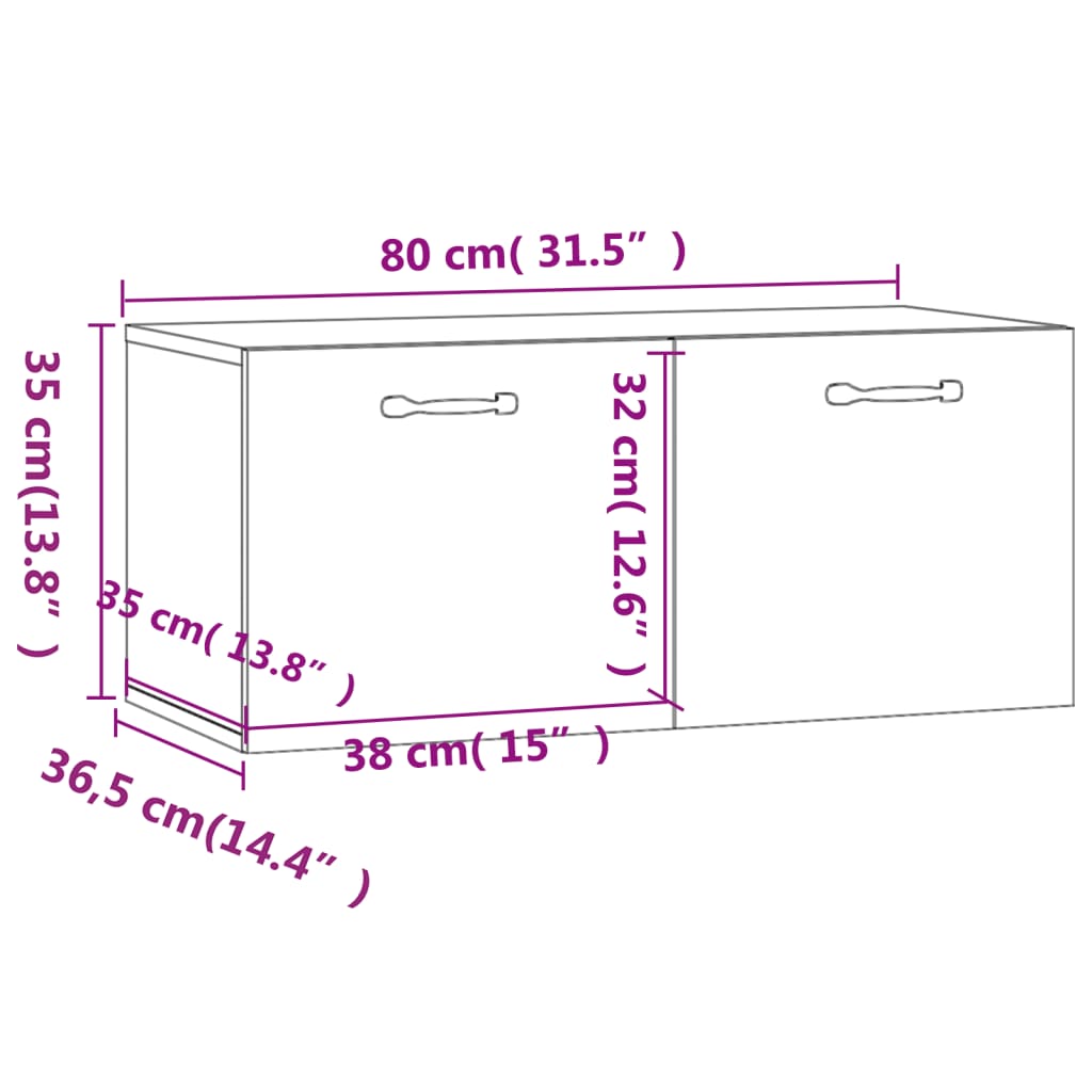 vidaXL Wandschrank Räuchereiche 80x36,5x35 cm Holzwerkstoff