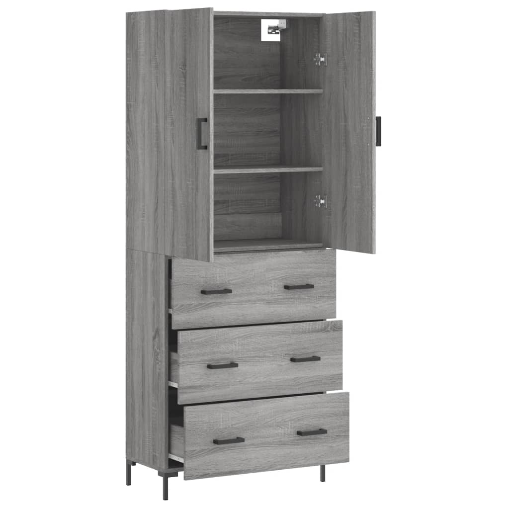 vidaXL Highboard Grau Sonoma 69,5x34x180 cm Holzwerkstoff