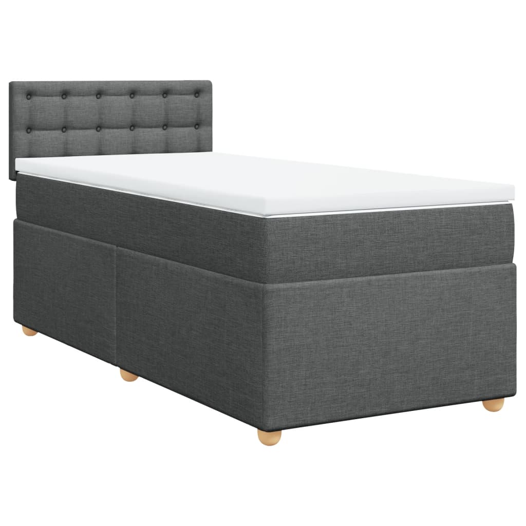 vidaXL Boxspringbett mit Matratze Dunkelgrau 90x190 cm Stoff