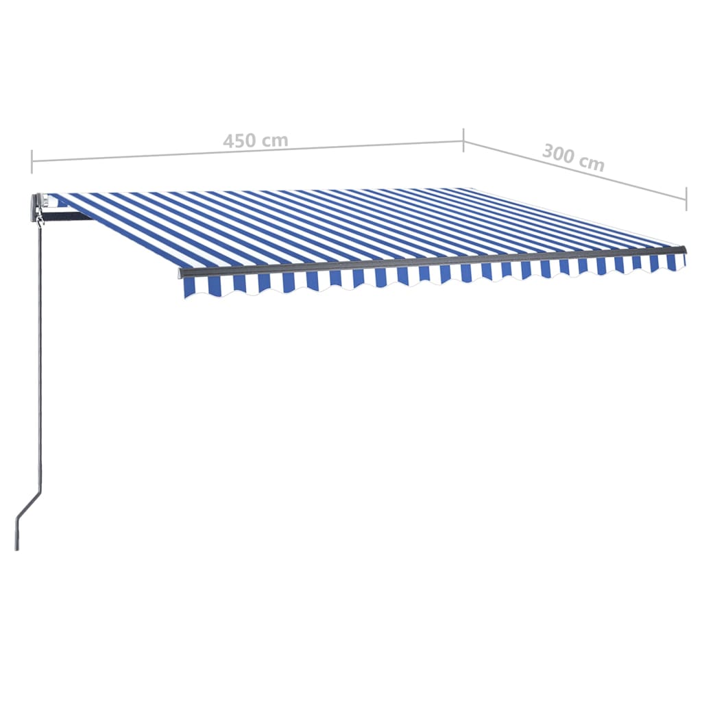 vidaXL Automatische Markise mit LED Windsensor 450x300cm Blau und Weiß