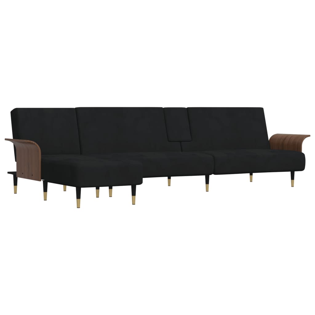 vidaXL Schlafsofa in L-Form Schwarz 279x140x70 cm Samt