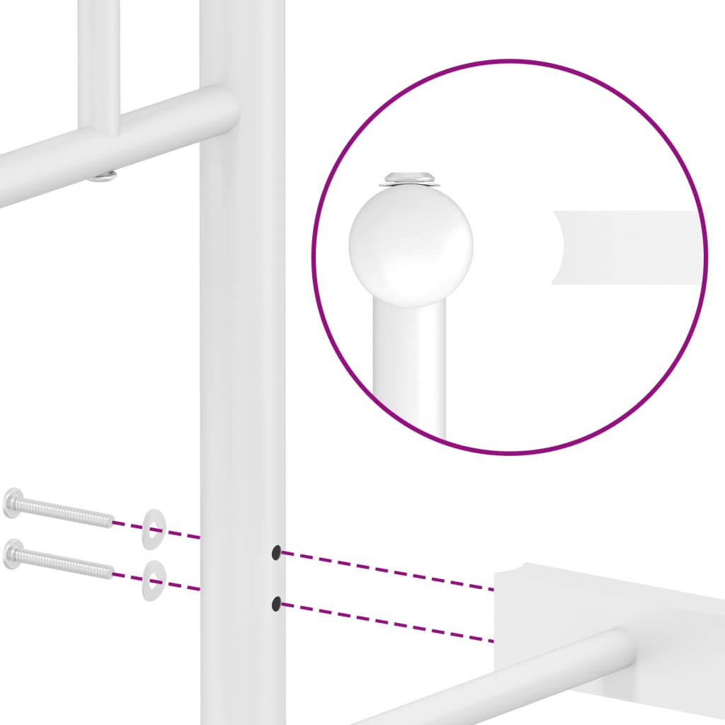 vidaXL Bettgestell mit Kopf- und Fußteil Metall Weiß 107x203 cm