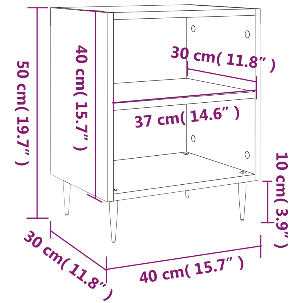 vidaXL Nachttisch Betongrau 40x30x50 cm Holzwerkstoff