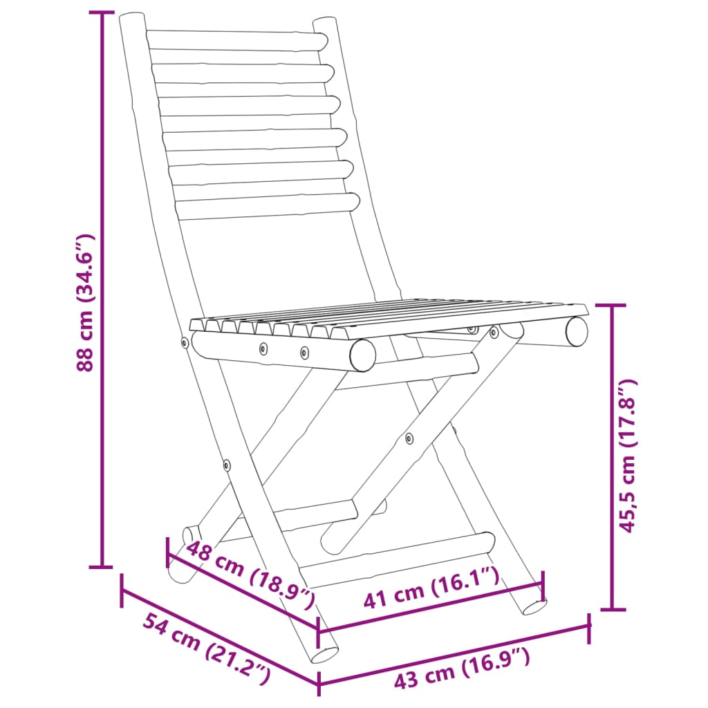 vidaXL Gartenstühle 8 Stk. Klappbar 43x54x88 cm Bambus