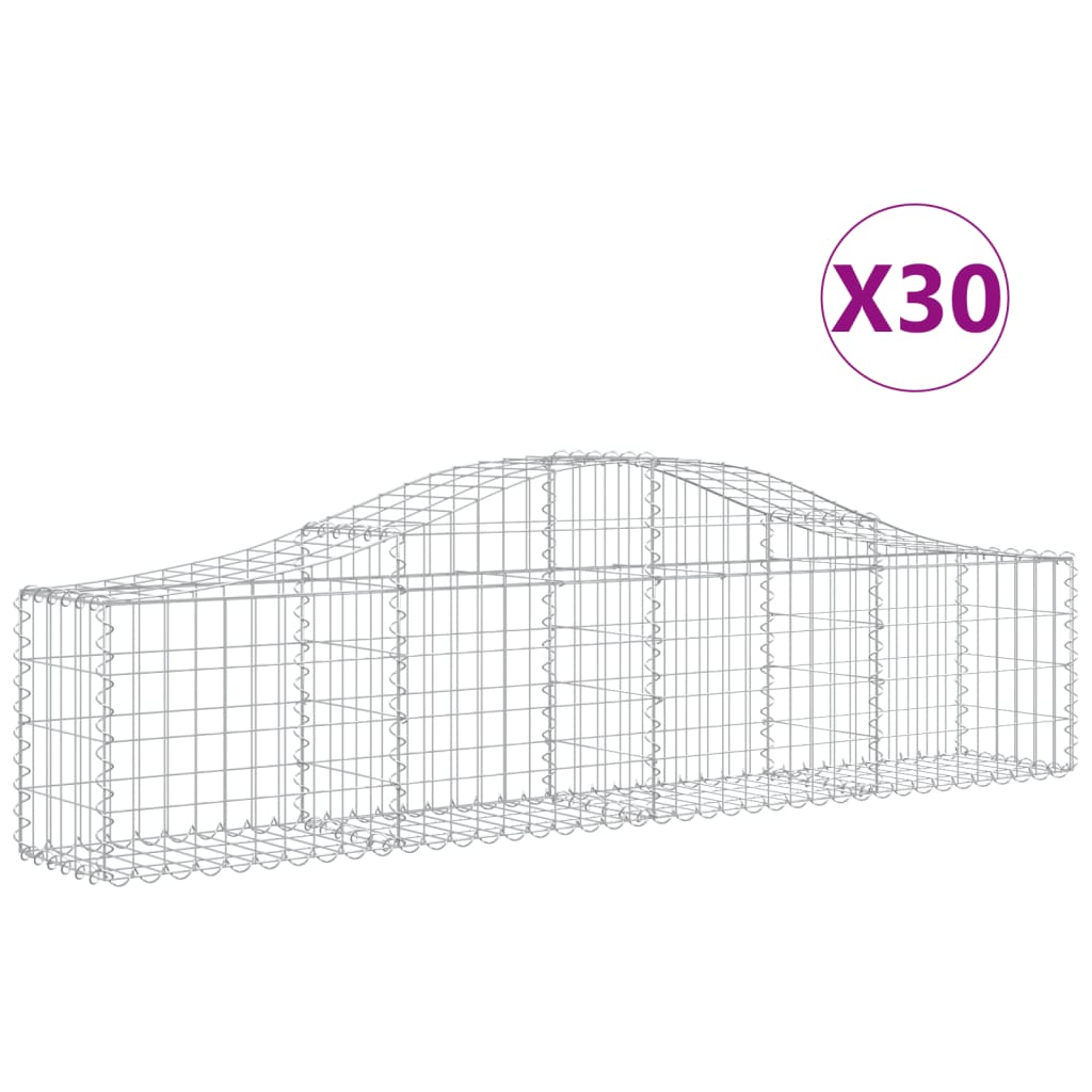 vidaXL Gabionen mit Hochbogen 30 Stk. 200x30x40/60 cm Verzinktes Eisen