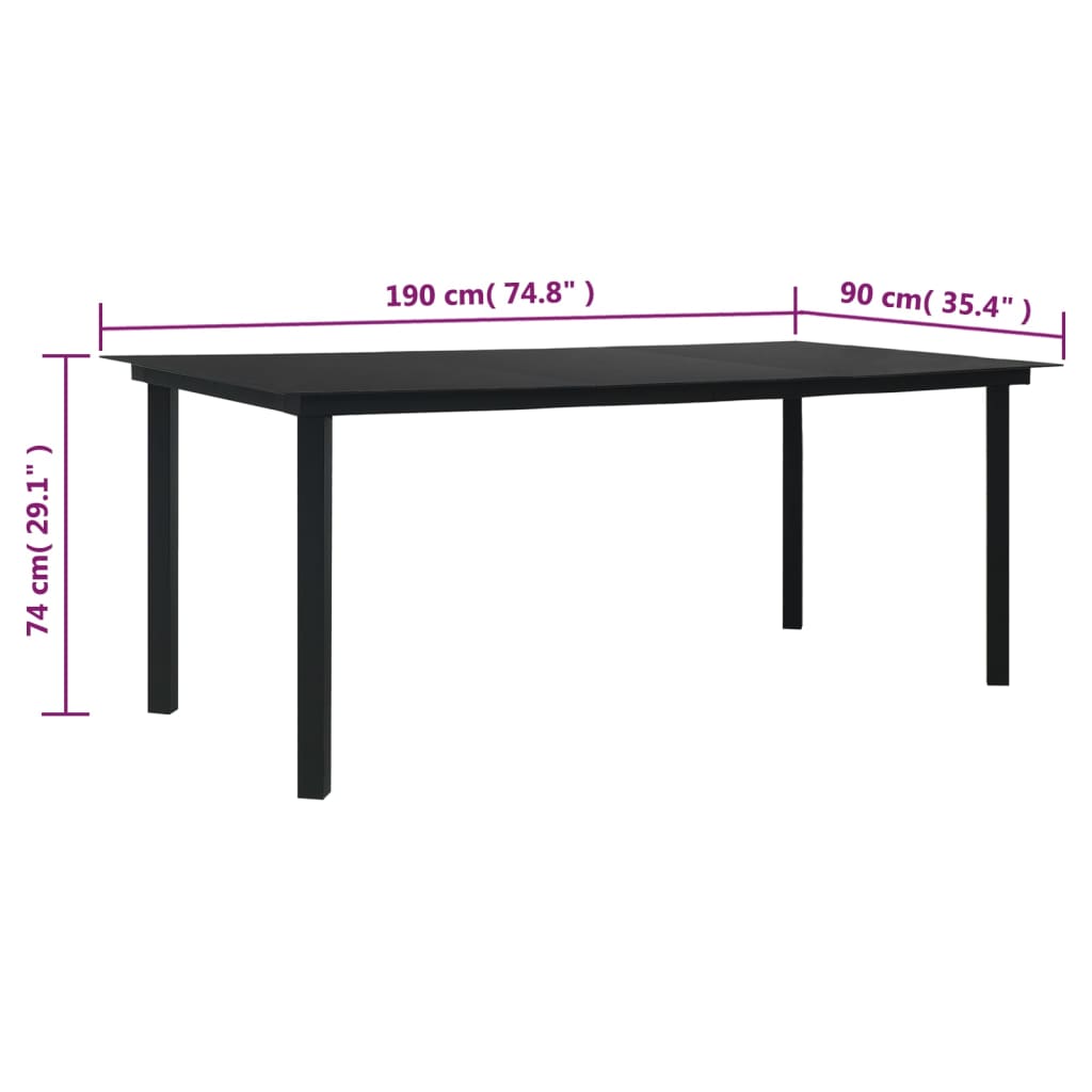 vidaXL 7-tlg. Garten-Essgruppe Schwarz PVC-Rattan