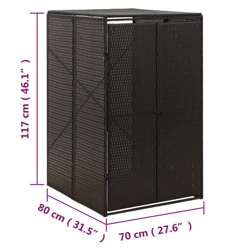 vidaXL Mülltonnenbox für 1 Tonne Schwarz 70x80x117 cm Poly Rattan